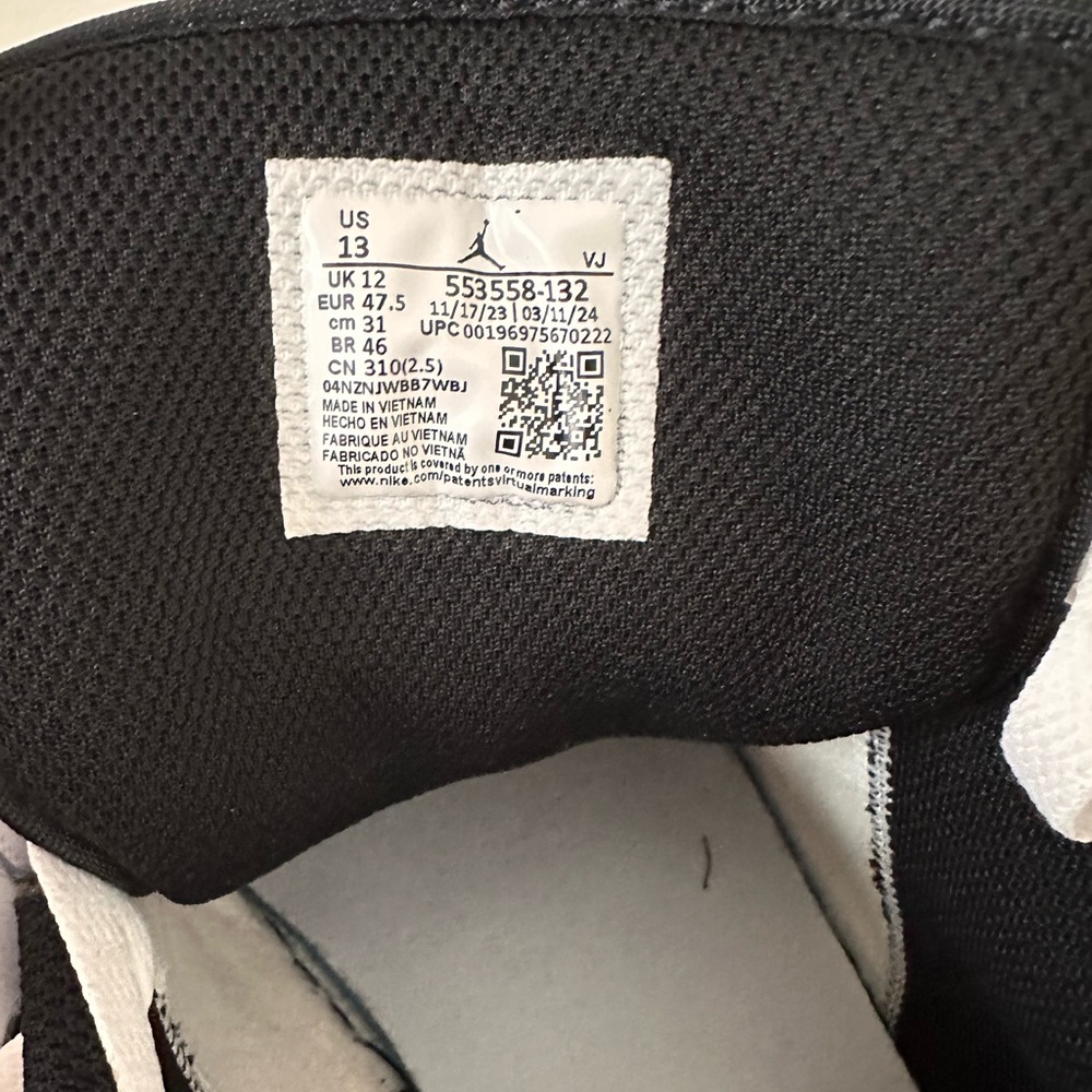 Jordan Men's White and Black Sneakers - Air Jordan 1 Low - Picture 6 of 6